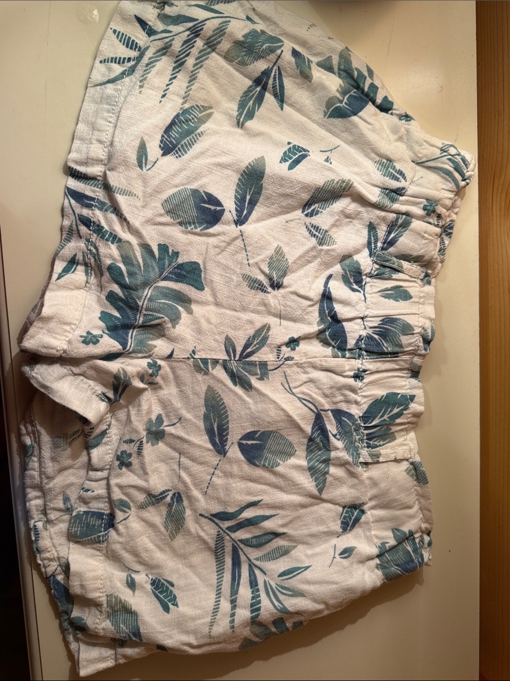 Women's Shorts with Teal Leaf Print